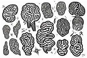 brain lobes pouring out of a waterfall tattoo idea