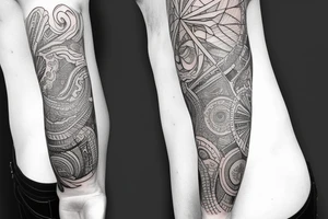 brain lobes arm sleeve tattoo idea
