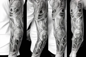 brain lobes arm sleeve tattoo idea