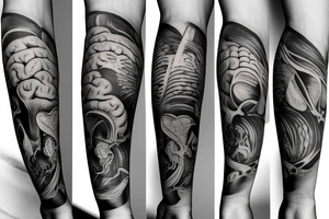 brain lobes arm sleeve tattoo idea