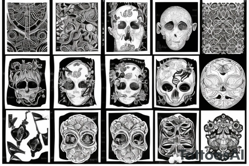 brain lobes pattern tattoo idea