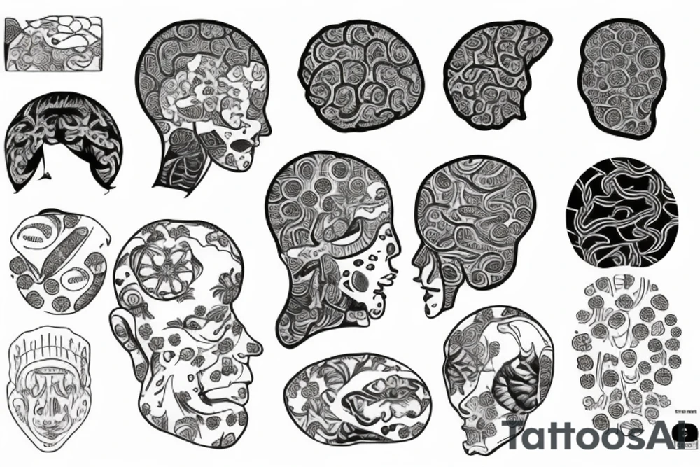 brain lobes pattern tattoo idea