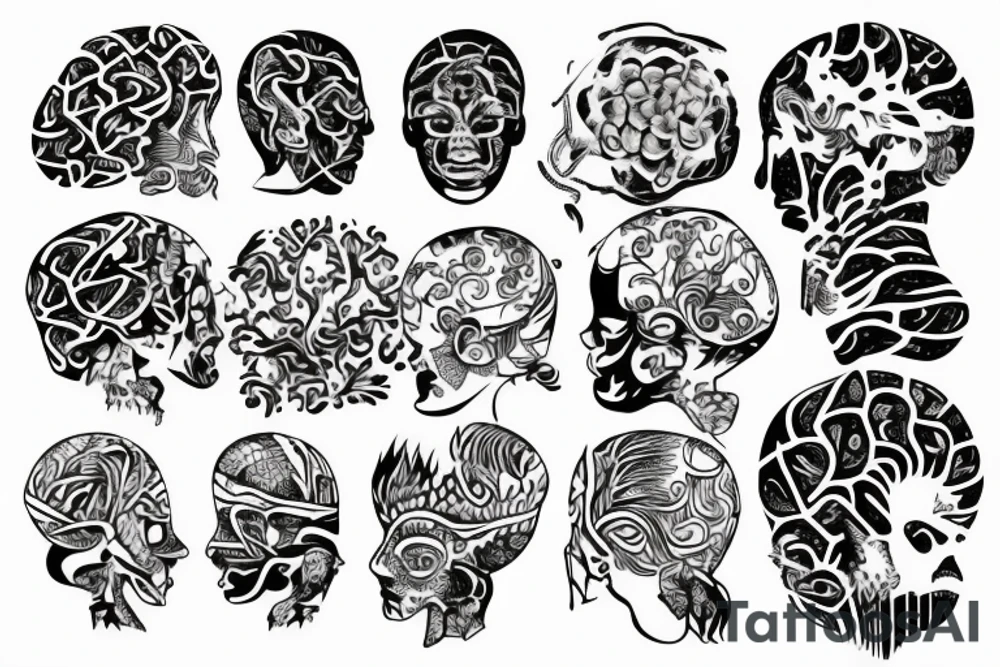 brain lobes pattern tattoo idea