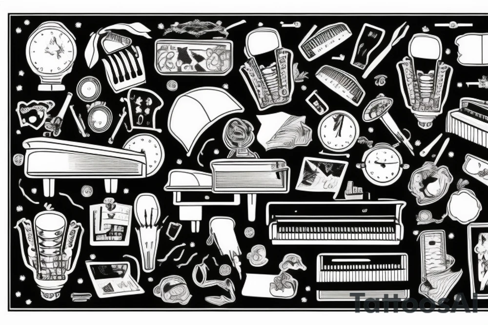 Only the keyboard of a piano tattoo idea