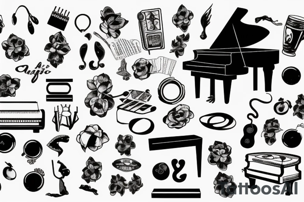 Only the keyboard of a piano tattoo idea