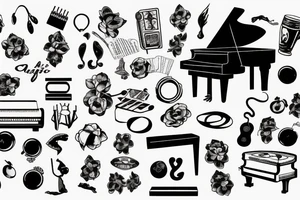 Only the keyboard of a piano tattoo idea