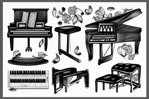 Only the keyboard of a piano tattoo idea
