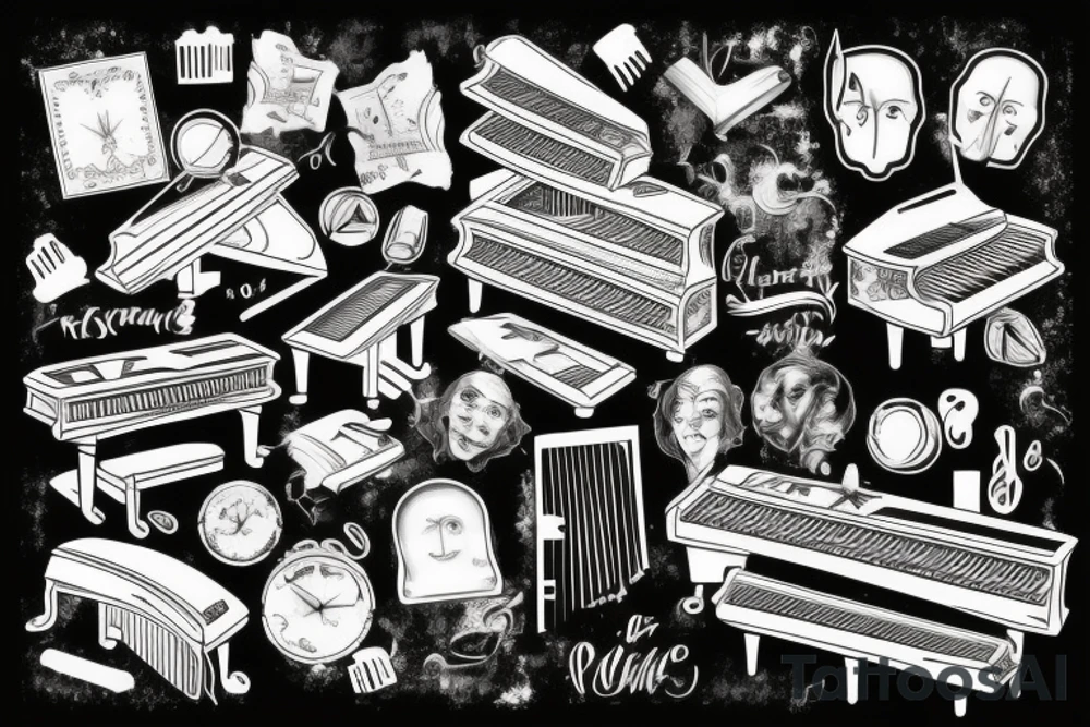 Only the keyboard of a piano tattoo idea