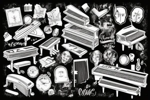 Only the keyboard of a piano tattoo idea