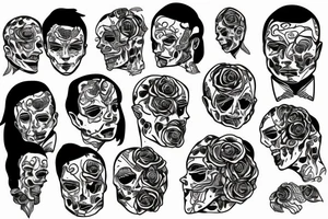 human in suit,head - rose tattoo idea