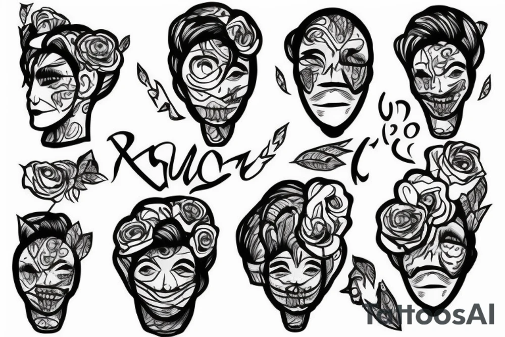 human in suit,head - rose tattoo idea