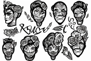 human in suit,head - rose tattoo idea