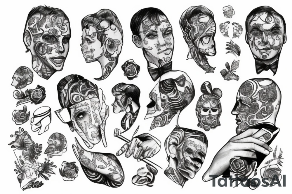 human in suit tattoo idea