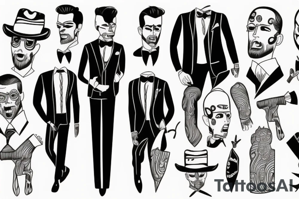 a man in a suit tattoo idea