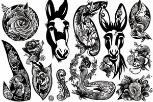 donkey with 3 legs tattoo idea