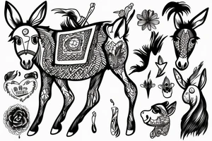 donkey with 3 legs tattoo idea