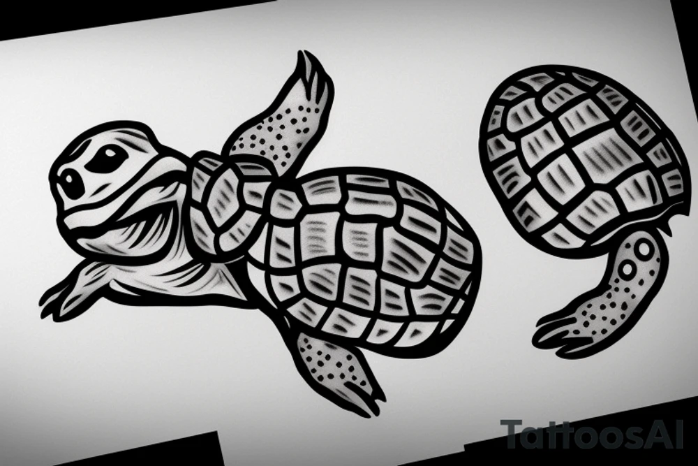 Two baby box turtles tattoo idea