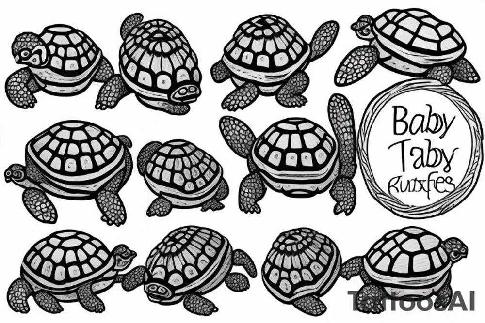 Multiple baby box turtles tattoo idea