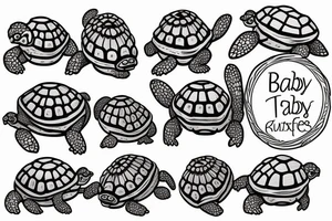 Multiple baby box turtles tattoo idea