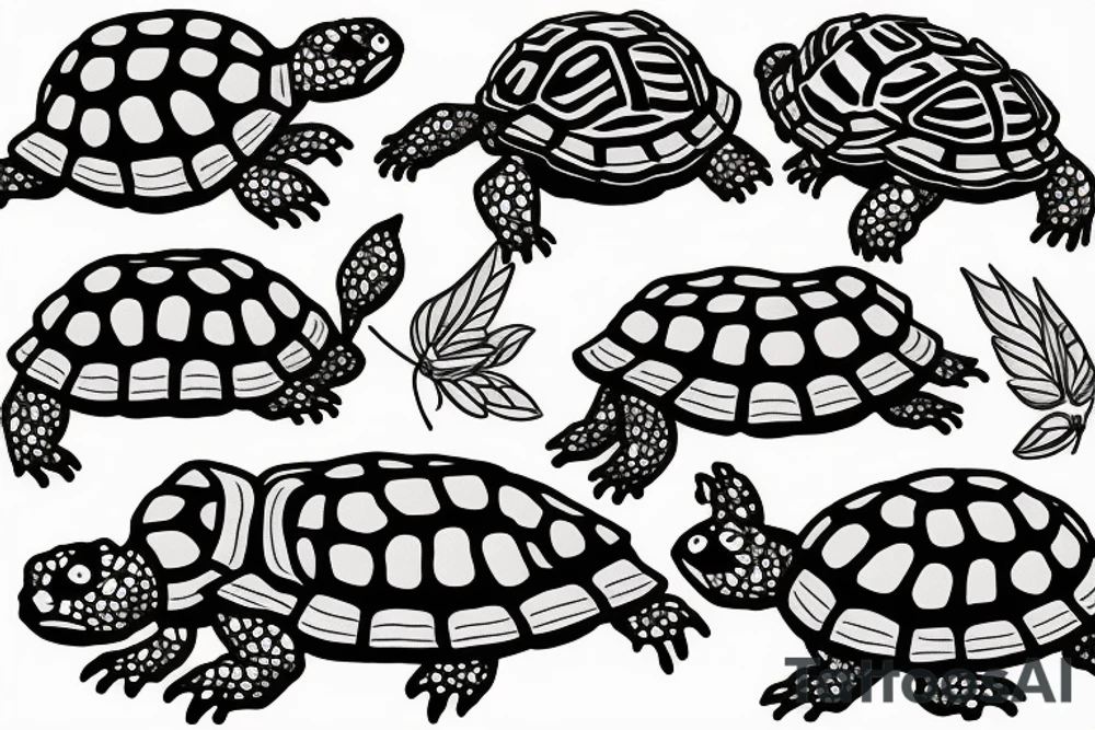 Multiple baby box turtles tattoo idea