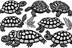 Multiple baby box turtles tattoo idea