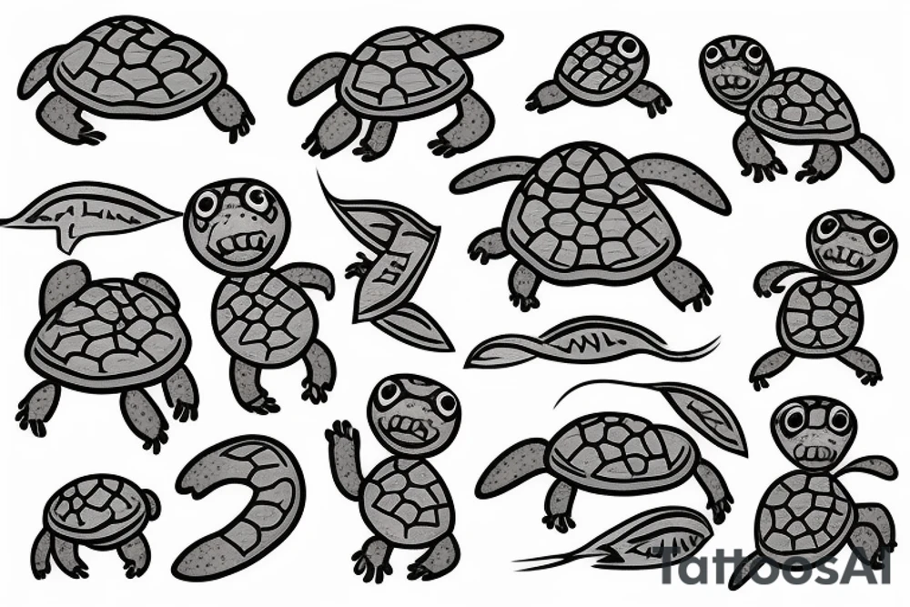 Multiple baby box turtles tattoo idea