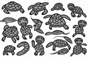Multiple baby box turtles tattoo idea