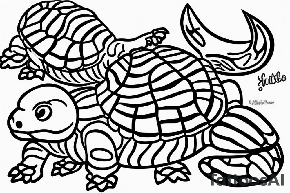 Multiple baby box turtles tattoo idea