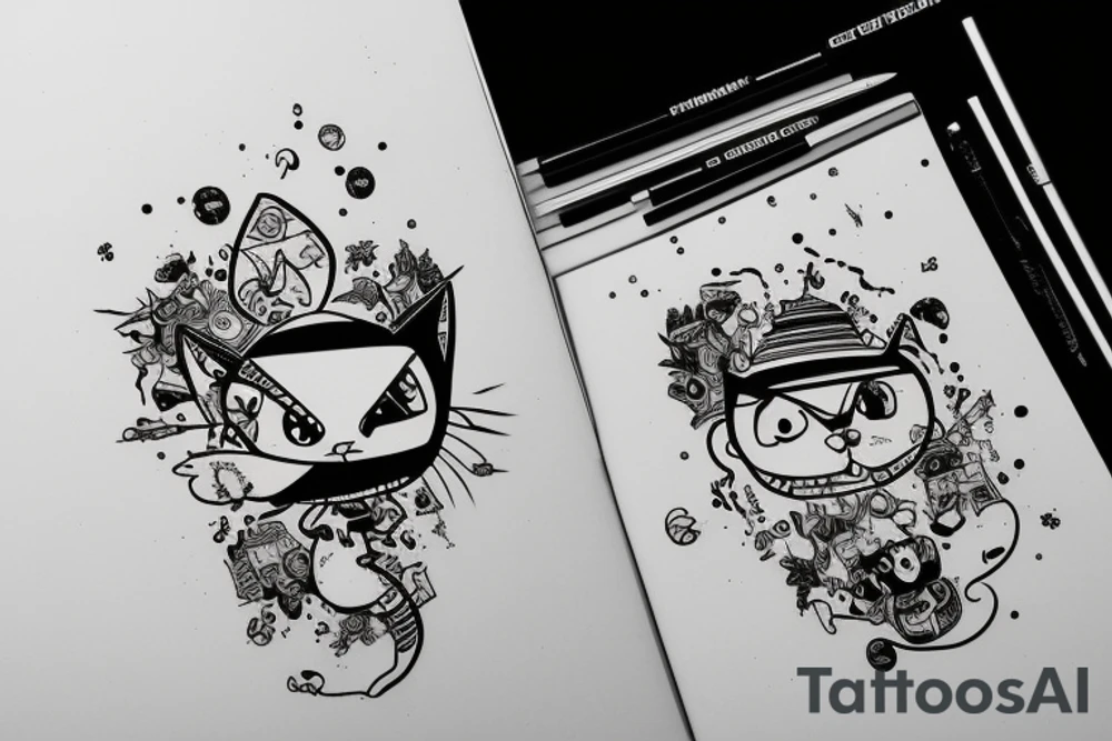 Funny cars with funny stuff tattoo idea
