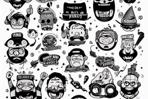 Funny cars with funny stuff tattoo idea