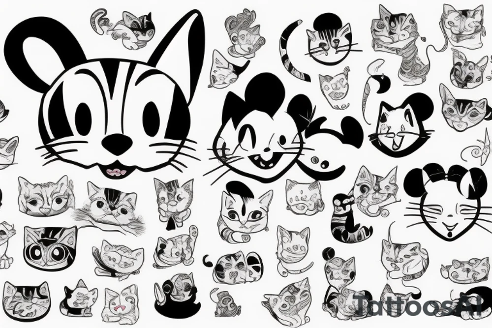 Funny cats tattoo idea
