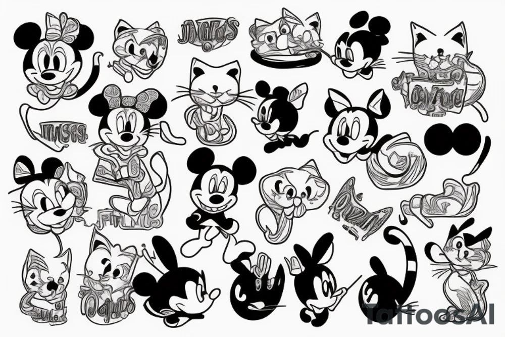 Funny cats tattoo idea