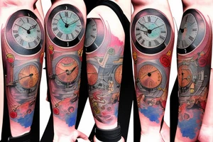A grandfather clock with planets instead of weights tattoo idea