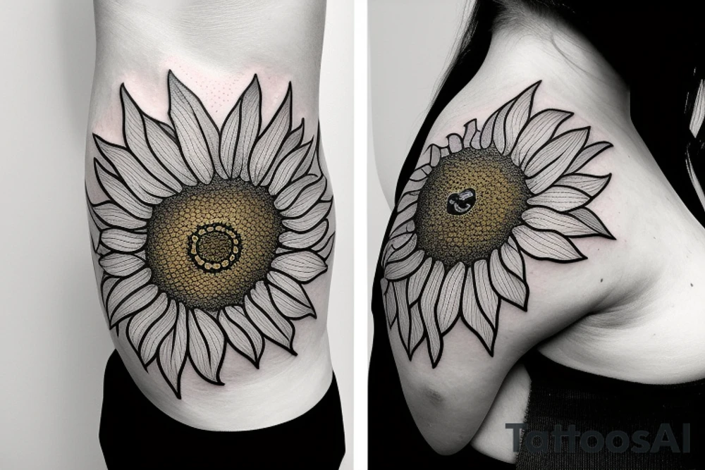 Sunflower with a bee on it tattoo idea