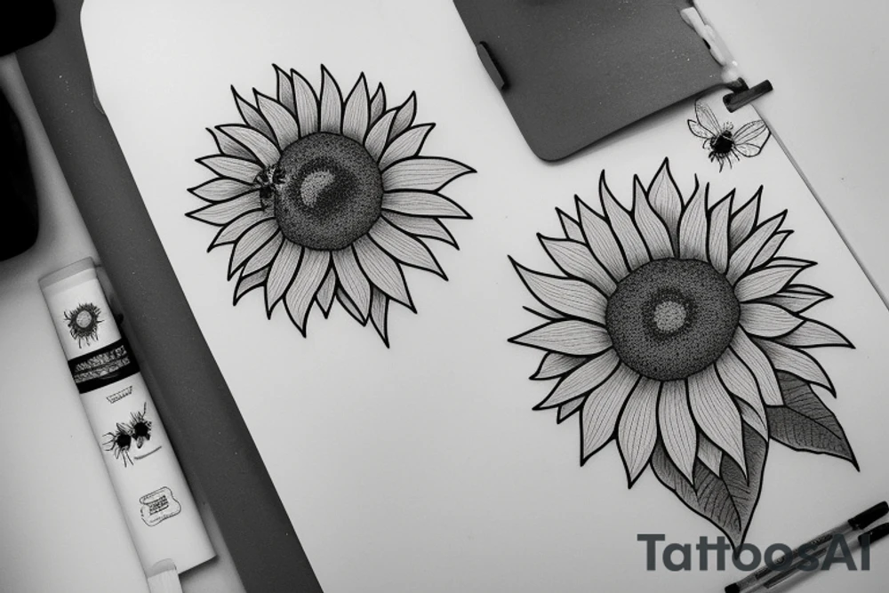 Sunflower with a bee on it tattoo idea