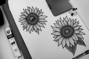 Sunflower with a bee on it tattoo idea