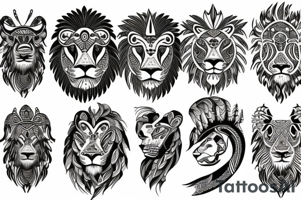 A lion and Gemini mix tattoo idea