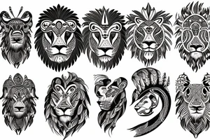 A lion and Gemini mix tattoo idea