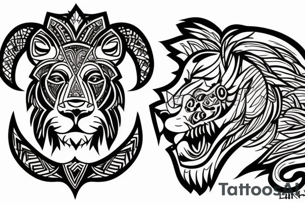 A lion and Gemini mix tattoo idea