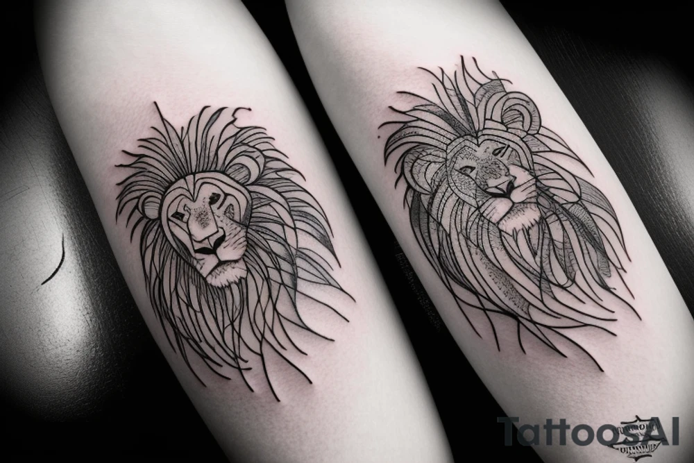 A lion and Gemini mix tattoo idea