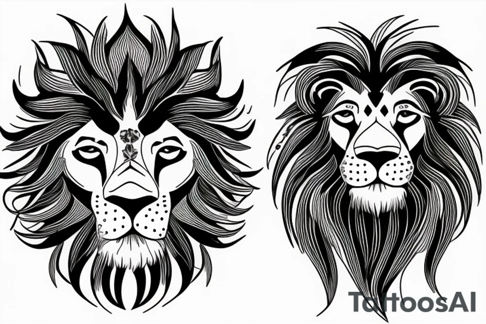 A lion and Gemini mix tattoo idea