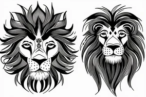 A lion and Gemini mix tattoo idea
