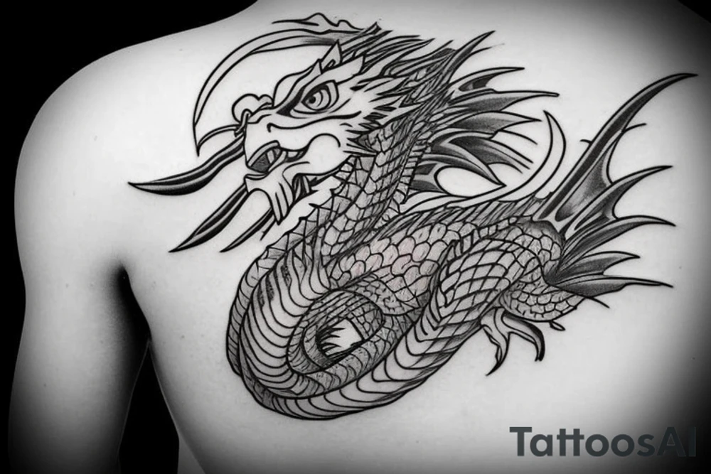 Dragon over the shoulder tattoo idea