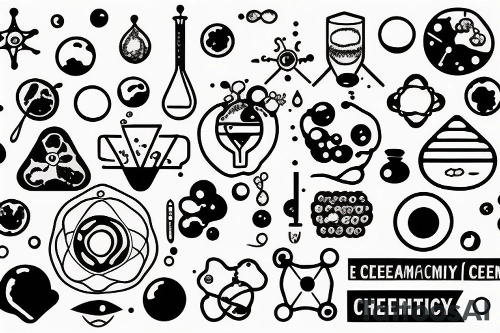 The ocean contained in chemistry and biology lab elements tattoo idea