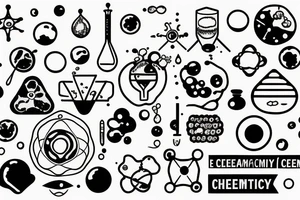The ocean contained in chemistry and biology lab elements tattoo idea