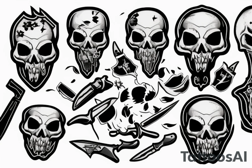 army skull with knife in mouth tattoo idea