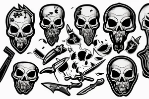 army skull with knife in mouth tattoo idea