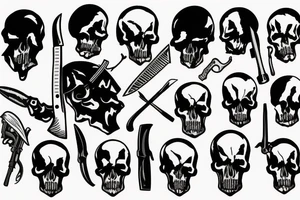 army skull with knife in mouth tattoo idea