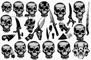 army skull with knife in mouth tattoo idea