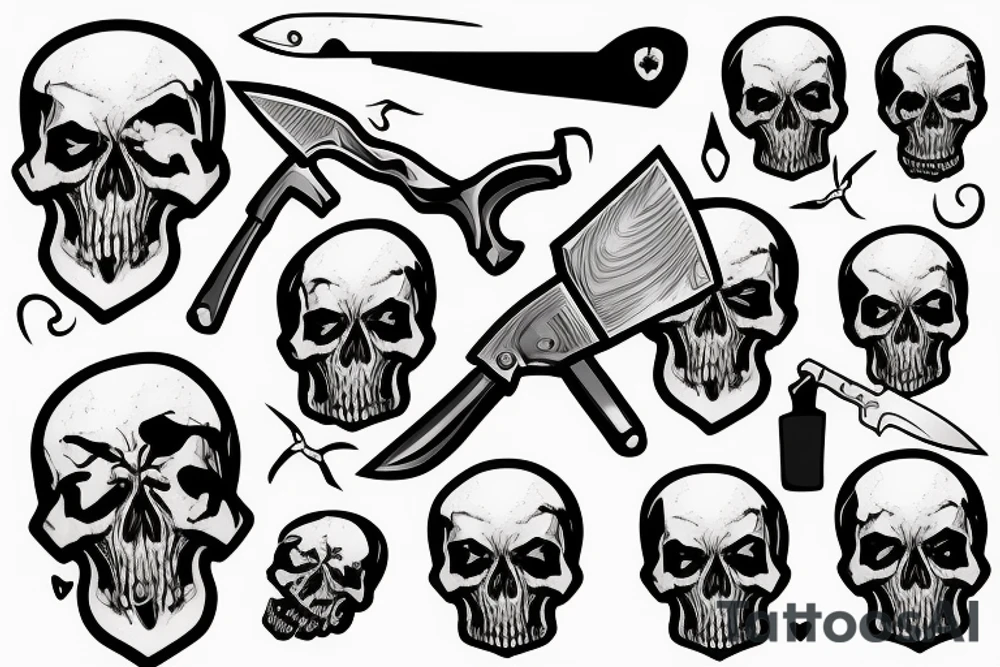 army skull with knife in mouth tattoo idea